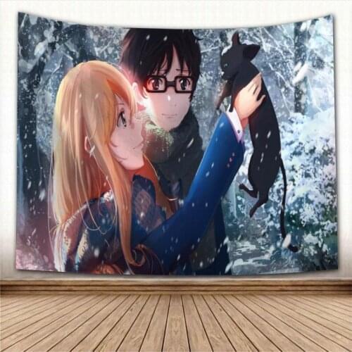 Beautiful Your Lie in April Tapestry Wall Hanging Wall Fabric Tapestry Art Home Decoration Sleeping Pad Wall Carpets Dorm Decor