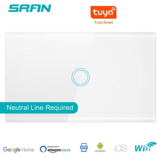 SRAN US wall wifi light switch 1 gang interruptor inteligente, smart wireless switch work with Alexa Google Home Echo