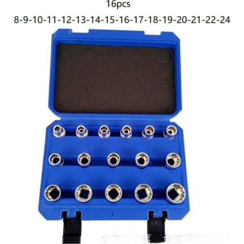 New 1/2inch 16PC 12PT SOCKET SET Combination Drive Socket For Auto Car Repair