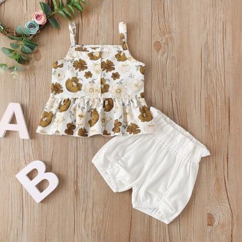 2021 summer new girls' suit girls' middle and small childrens suspender shorts two piece set
