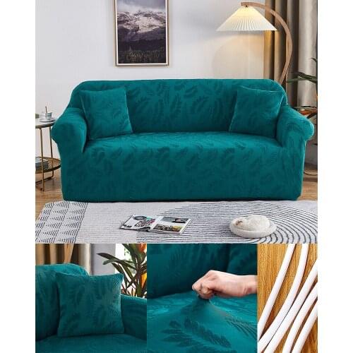 Jacquard Solid Color Sofa Cover Elastic Thicked L Shaped Couch Cover For Living Room Adjustable Removable Corner Sofa Slipcovers