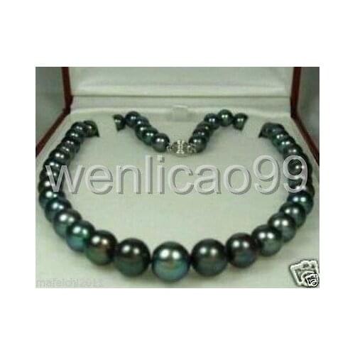 Natural 8-9mm Tahitian Black Pearl Necklace 18" AAA