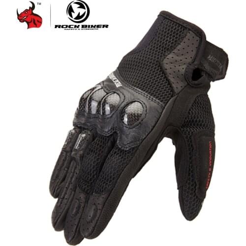 ROCK BIKER Motorcycle Gloves Summer Breathable Moto Gloves Carbon Fibre Touch Function Moto Motocross Riding Gloves