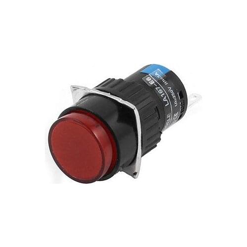 AC250V 5A Red Latching 1NO 1NC Illuminated Push Button Switch 16mm