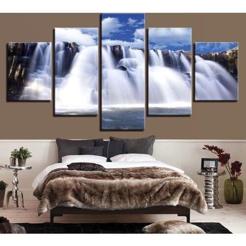 Landscape Sky Cloud Star Mountain River Hot Air Balloon 5 Piece Wall Pictures For Living Room Color Painting Art Home Decor