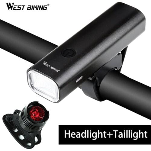 WEST BIKING Professional Bike Light Waterproof 200 Lumens USB Rechargeable Bright Headlamp With Warnning Taillight Cycling Light