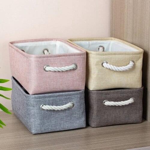 Cotton Linen Folding Storage Baskets Kids Toys Organizer Clothes and Sundries Storage Box Cabinet