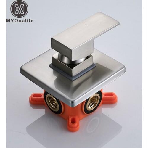 Brushed Nickel Concealed Install Control Mixer Valve Single Handle Shower Faucet Complete Valve Embedded Box Shower Valve