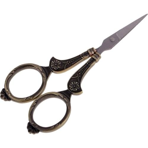Vintage Europea Style Floral Scissors for Needlework Embroidery Sewing Craft Red Bronze/ Bronze