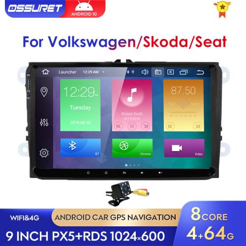 Octa-core 4G+64G Android10 car radio GPS player For vw passat golf tiguan polo skoda fabia Jetta Octavia Roomster EOS 9inch 2din