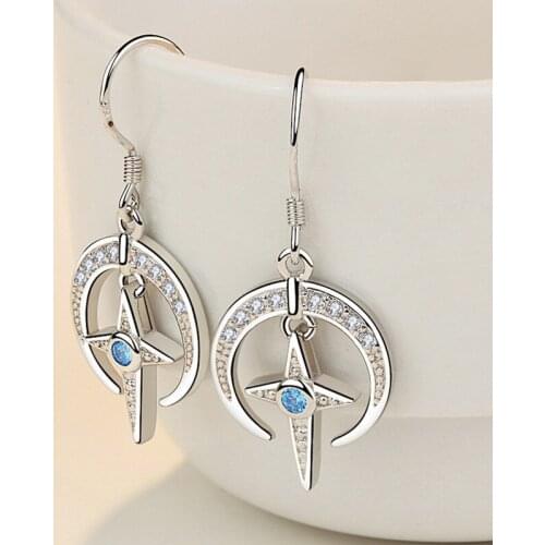 Top Quality 925 Sterling Silver Earrings For Women Accessories Trendy Zircon Blue Star Drop Earring Female Jewelry Lady Earrings