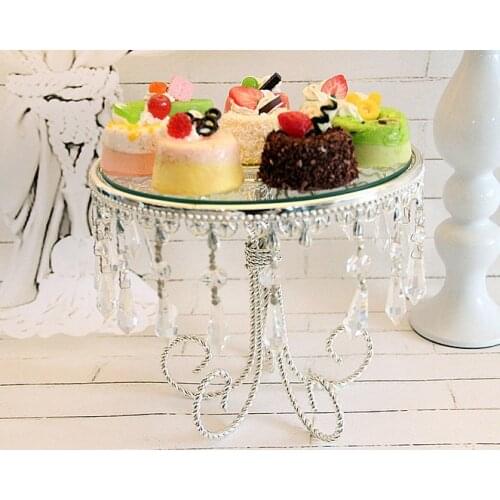 High quality Wedding party for decorate a cake tray glass mirror silver pendant dim summer afternoon tea tray cake stand
