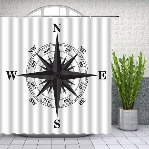 Compass Shower Curtains Wild Forest Adventure White background boys room Bathroom Decor Waterproof Cloth Curtain Set Cheap