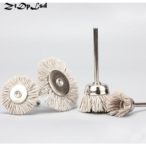 ZtDpLsd 3Pcs/set 3mm Shank Mini-polished Flower Head Nylon Abrasive Wire Wood Carving Polishing Brush Grinding Tools Deburring