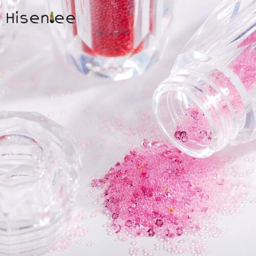 1 bottle of new high quality elf micro caviar beads and crystal glass rhinestones 3D charm DIY nail decoration accessories