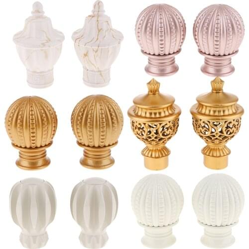 1 Pair Retro Curtain Decorative Pole Rod Finials Ends Heads Fits 28mm Rod