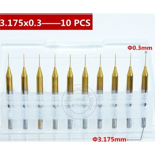 10 PCS-3.175mm(1/8'')*0.3mm CNC Drill Bit,Micro PCB Board drill,Nanotechnology Tungsten steel cnc tool,Smooth chip removal