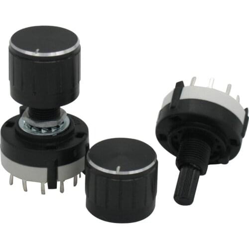 10pcs RS26 4 Pole Position 3 Selectable Band Rotary Channel Selector Switch Single Deck Rotary Switch Band Selector +10pcs knob