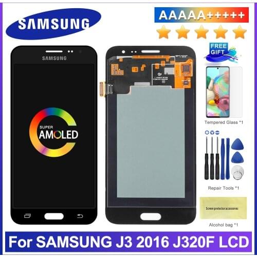 100% Super AMOLED LCD For Samsung Galaxy J3 2016 J320 J320F J320H J320FN LCDs Display With Touch Screen Digitizer Assembly 5.0