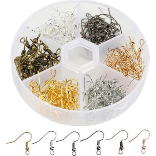 120Pcs French Hooks Coil Ear Wires With Box DIY Earring Finding Jewelry Making Accessories
