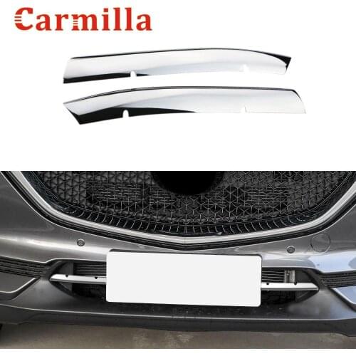 2Pcs Chrome Front Grille Trim Strips Lower Mesh Decoration Accessories Car Styling for Mazda CX-5 CX5 2017 2018 2019