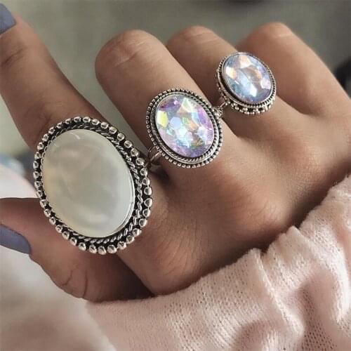 3Pcs/Set Bohemian Fashion Carved Ring for Women Knuckle Rings Party Jewelry Gifts
