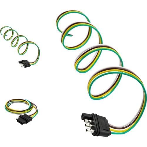Dolity 4 Way 4 Pin Flat Trailer Wire Harness Extension Connector Socket with 36'' Cable US