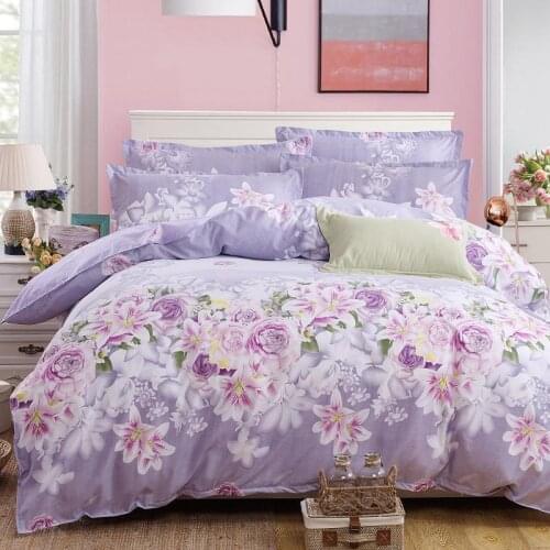 Flowers Printed Lovely Home Cozy Textile Bedding Sets Duvet Cover Pillowcase Sheet Linen Twin Full Queen King Size 4Pcs