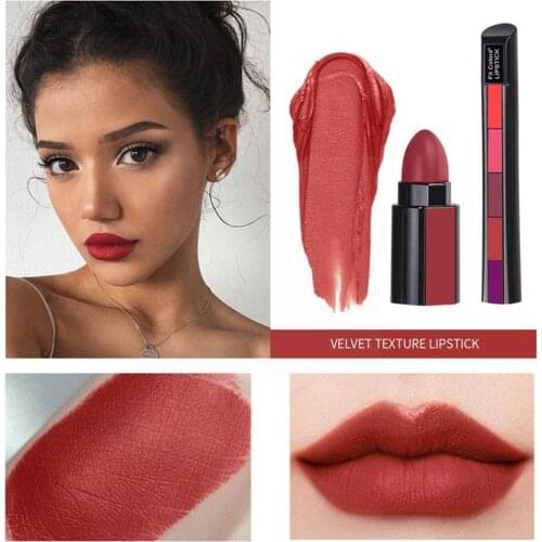 5pcs/set Velvet Matte Lipstick Pen Combination Strip Lasting Makeup Cup Lipgloss Lip Stick Long Waterproof Nude Red Non-Sti P1Z7