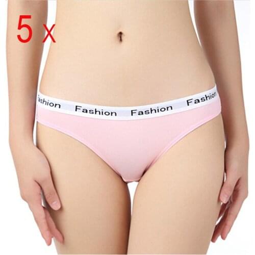 5 piece Sexy panties women underwear Pink Cotton briefs female underpants ladies underwear solid color gray blue Black panties