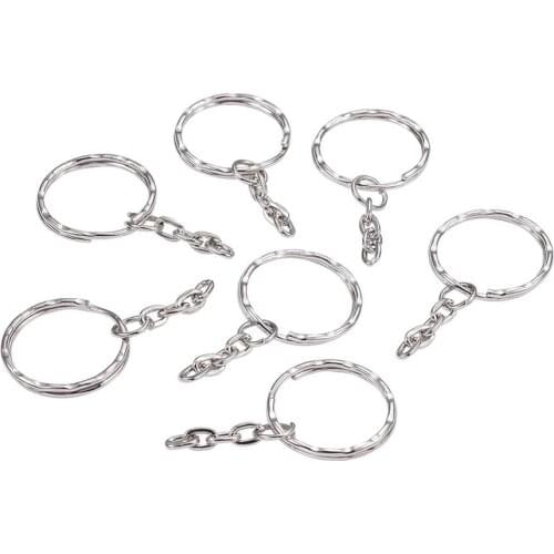 50pcs Platinun Iron Iron Split Key Rings Keychain Clasp Findings 21mm Women Men DIY Key Chains