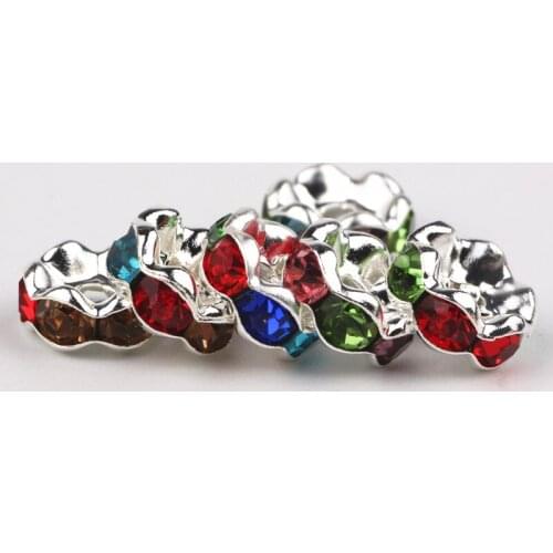 8MM 200Pcs Metal Silver Color/Gold Color Crystal Rhinestone Rondelle Spacers Beads Fit Fashion Jewelry for Jewelry Making