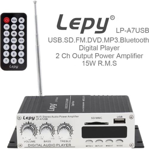 Car Amplifiers Bluetooth Car Mini Hi-Fi Stereo Audio Amplifier USB SD DVD CD FM MP3 with Remote Controller