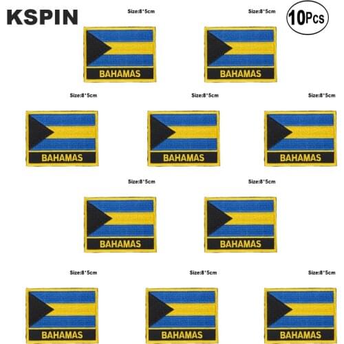 Bahamas Flag Embroidery Patches Iron on Saw on Transfer patches Sewing Applications for Clothes in Home&Garden