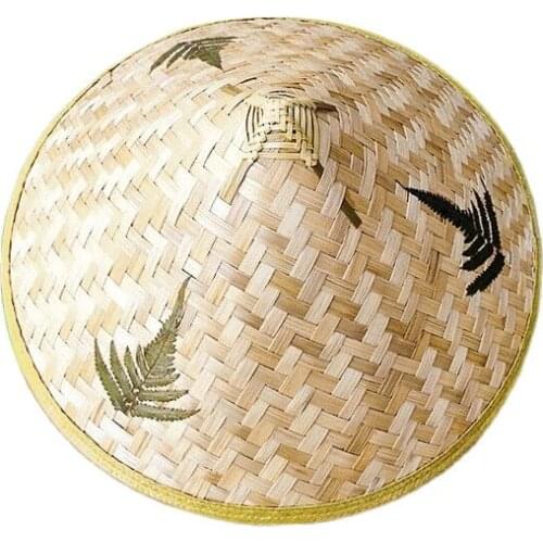 Bamboo woven straw hat, three-leaf straw hat, bamboo woven travel rainproof sunscreen hat, fishing sunshade leaf hat