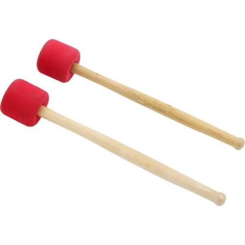 2pcs Drum Solid Foam Head Mallet Timpani Sticks Drumstick Percussion Instrument with Oak Wood Handle for Marching Band Parts