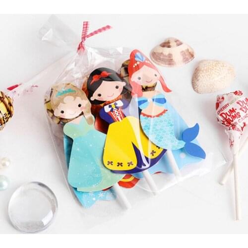 Behogar 54pcs Cute Cartoon Lollipop Tags Holder Decoration DIY Paper Candy Decor Cards for Children Kids Birthday Party Supplies