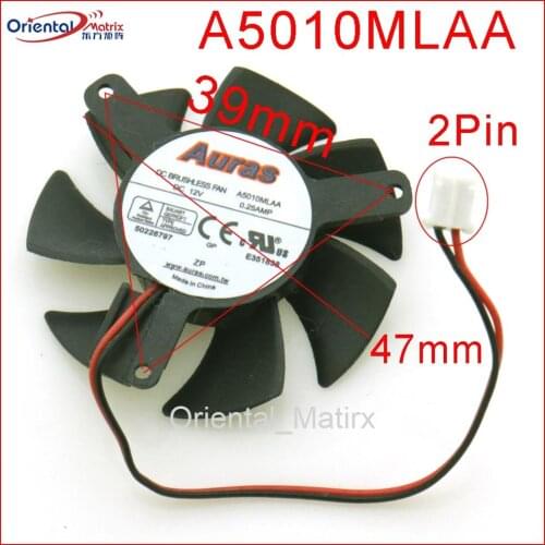 Free Shipping New A5010MLAA 12V 0.25A 47mm 39*39*39mm Graphics / Video Card VGA Cooler Fan 2Wire 2Pin