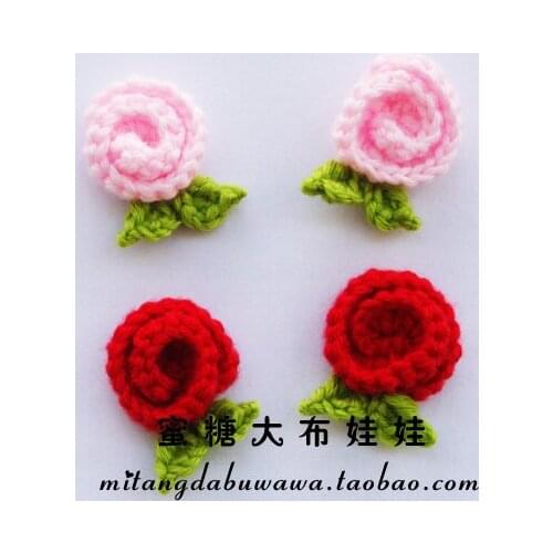 Free shipping DIY hand-crocheted wool lace garment accessories rose corsage patch 2 color options 50pieces