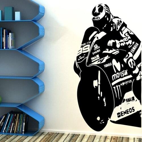 Large Jorge Lorenzo Moto Racer Wall Sticker Office Kids Room 99 Motorcycle Motor Bike Wall Decal Playroom Vinyl Decor