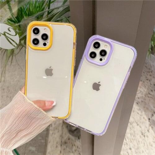 Luxury Candy Color Bumper Phone Case For iPhone 11 12 Pro Max X XR XS Max 7 8 Plus SE 2020 Mini Shockproof Soft Clear Back Cover
