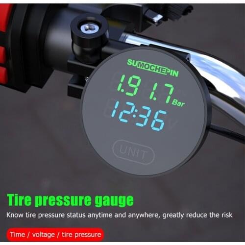 LCD Digital Display TPMS Alarm Motorcycle Tire Pressure Monitor Wireless High-precision Electric Detector With External Sensors