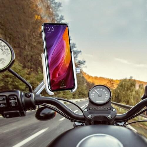 Aluminum Alloy 360 Degree Rotatable Mobile Phone Bracket Motorcycle Navigation Holder Stand For 4-6.5 Inches Smartphones