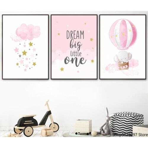 Children Poster Cloud Balloon Baby Nursery Wall Art Canvas Print Painting Quotes Art Picture Nordic Kid Girl Bedroom Decoration