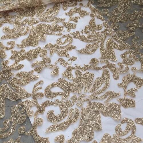 Hot selling French net Lace Fabric Z-han1172 for party dress sexy glued glitter sequin lace fabric