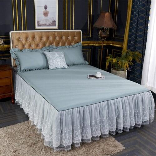 Cotton Bedspread One-Piece Bed Skirt Cotton Dust Cover Princess Style Lace