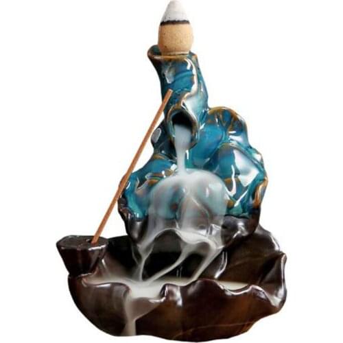 Ceramic Backflow Incense Burner Creative Lotus Sandalwood Incense Holder Stick Incense Holder Porcelain Crafts Home Decor