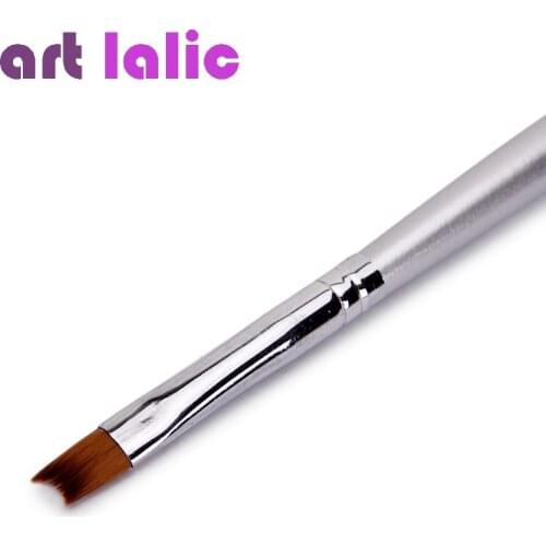 1Pc French Tip Nail Brush Silver Handle Half Moon Shape UV Gel Acrylic Painting Drawing Pen Nail Art Manicure Tool