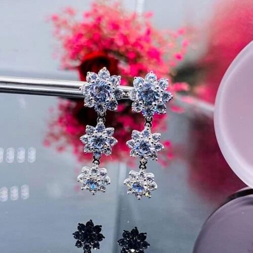KOFSAC Women Earrings 925 Sterling Silver Luxury Jewelry Shiny Zircon Multi-colour Sun Flower Earring Lady Party Accessories New