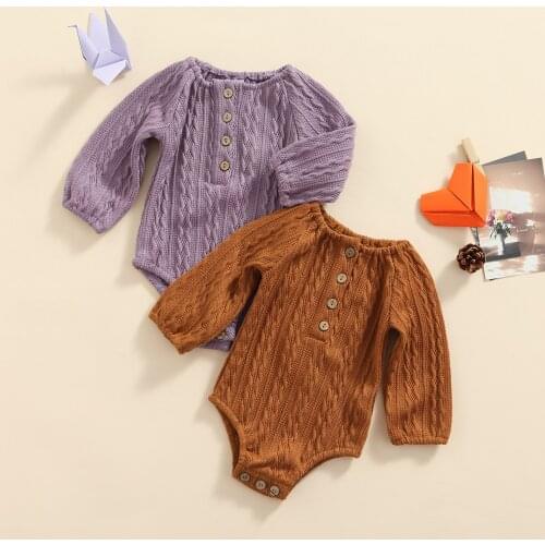 Autumn Newborn Baby Boys Girls Clothes Solid Knitted Bodysuit Cotton Long Sleeve Baby Jumpsuit Cute Lovely Baby Clothing